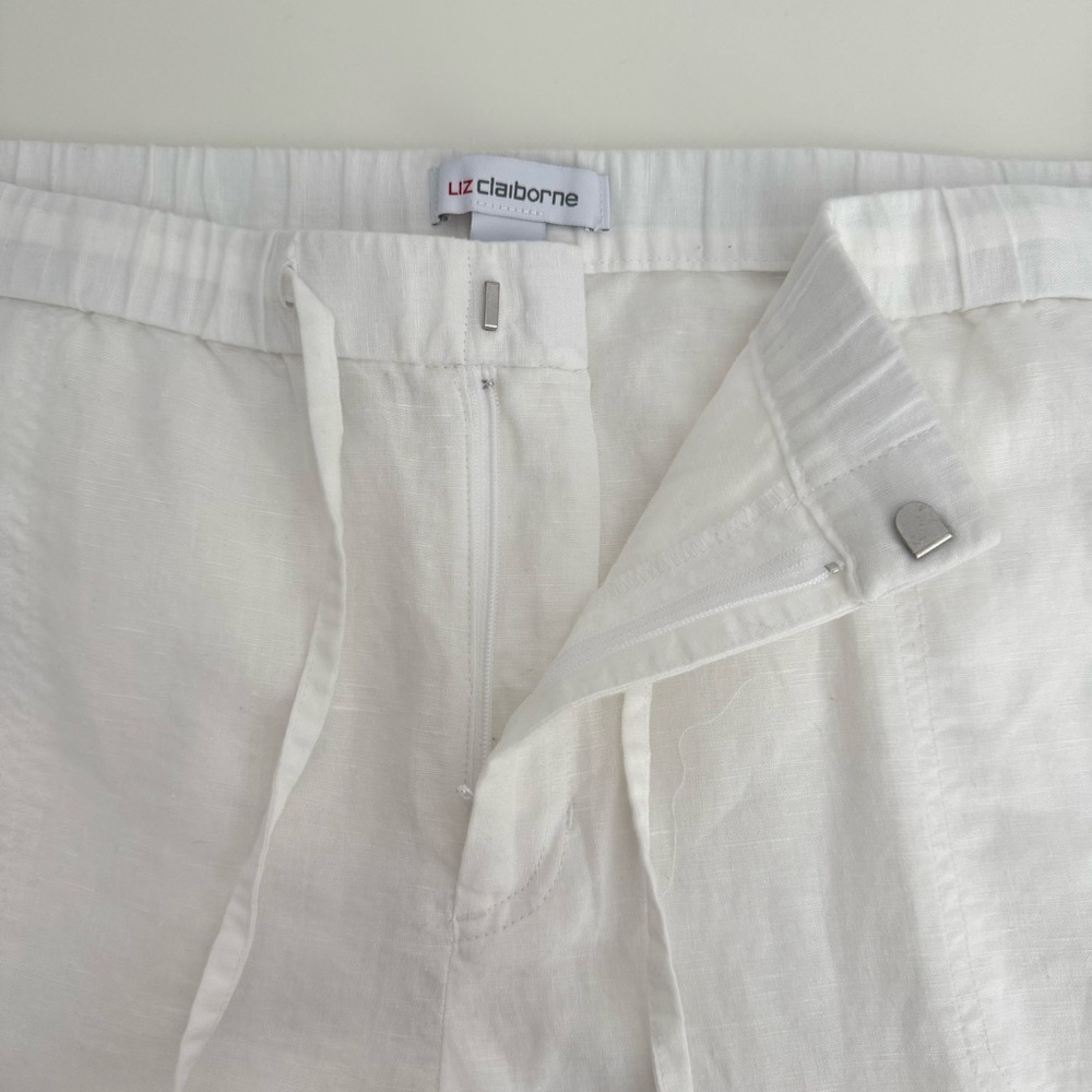 Liz Claiborne White Linen Blend Relaxed Wide Leg Pants XL - Picture 9 of 13
